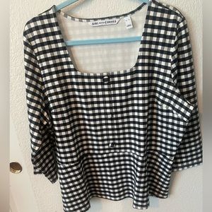 Girl With Curves Women’s Black and White Checked Top Size XL